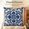 Blue Porcelain Motifs Cushion Cover Natural Linen Organic Fabric DoubleSided Printing Sofa Home Decor Gift Pillow Cover