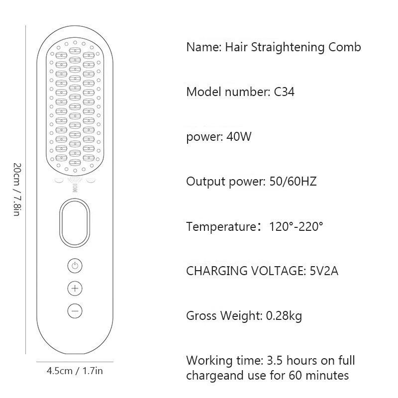 Household Hair Straightening And Curling Dual-use Styling Tool Negative Ion Hair Straightening Comb Portable Hair Curler