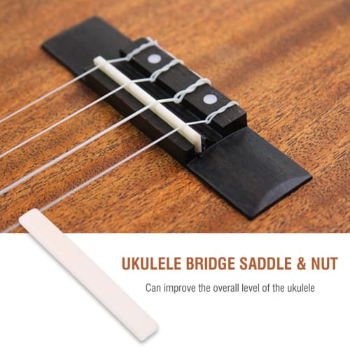 Vbestlife Ukulele Bridge Saddle, 4-String Nut & Saddle, High-Density Bone Replacement Ukulele Nut for Improved Sound Quality and Performance