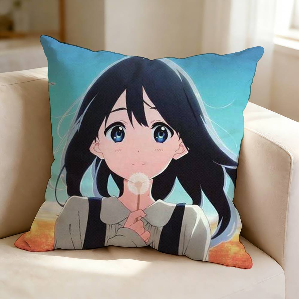 T-Tamako Market Anime K-Kitashirakawa Tamako Pillow Case Square Double-Sided Sofa Cushion Cover Bedroom Bedside Pillow