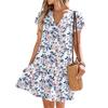 Women's Dresses Short Sleeve V-Neck Floral Printed Loose Casual Temperament Beach Dresses