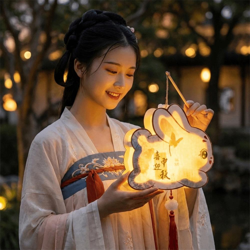 Chinese Style Children's Rabbit Lantern Handmade Bunny Handmade Lamp Mid-Autumn Festival Lamp Gift