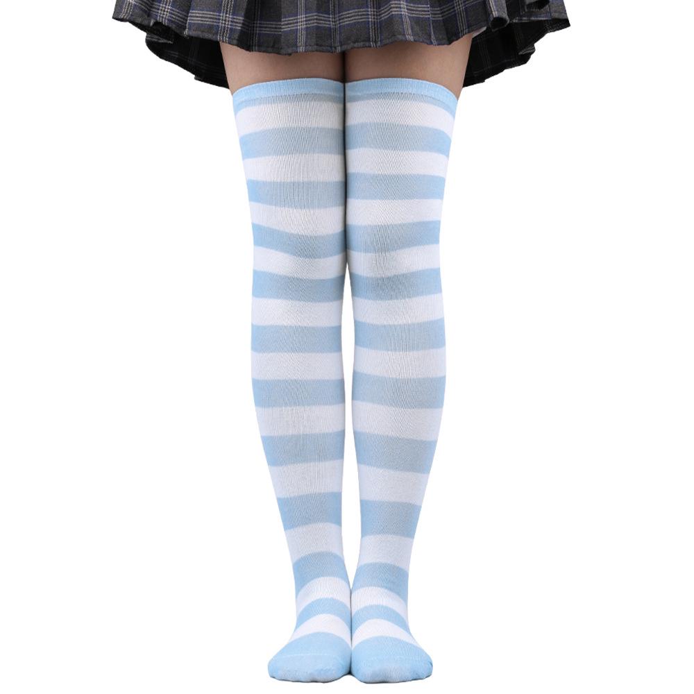Women's Zebra Striped Thigh-High Socks: Japanese & Korean Style Over-the-Knee Halloween Cosplay Performance.