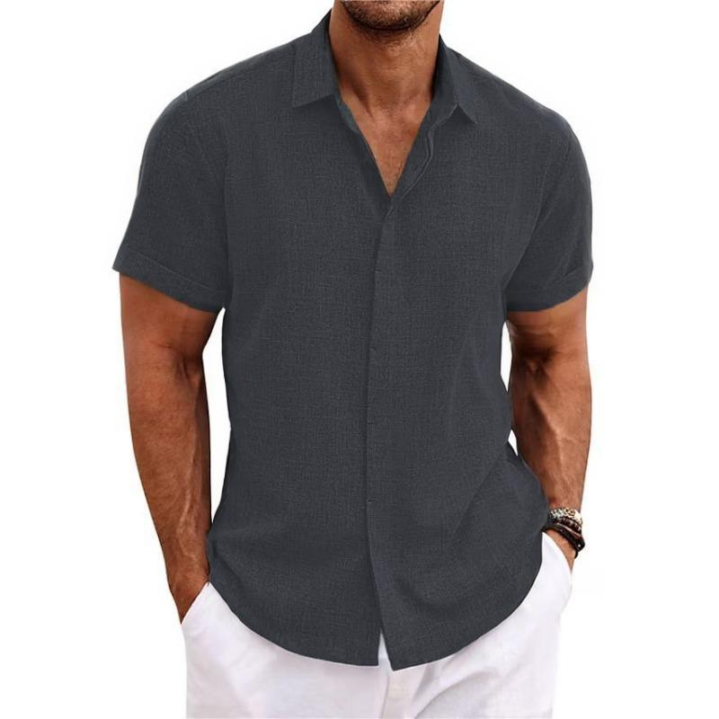 Casual Loose Solid Color Top Men's Short Sleeved Shirts
