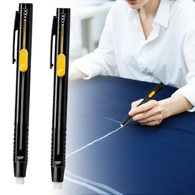 1 Set Heat Erasable Fabric Marker 2 Erasable Chalk Pens Sewing Chalk with 20 Refills for Sewing Quilting Embroidery DIY Crafts