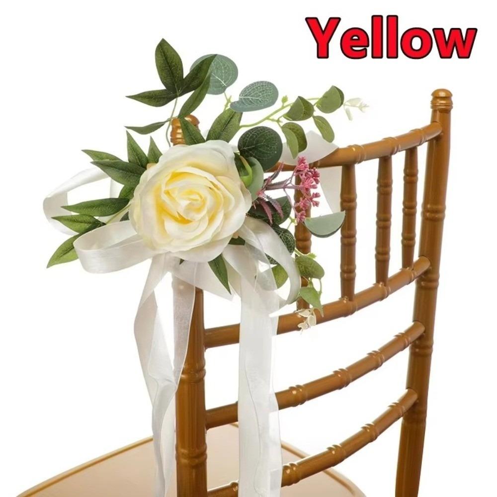 

Artificial Floral Wedding Aisle Decorations Chiffon Ribbon Floral Arrangements Artificial Flower Chair Decorations