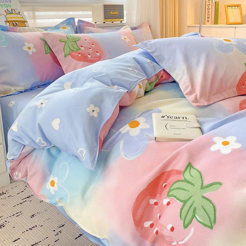 Zestaw czteroczęściowy Klasy A Domowy Gruby Przyjazny dla skóry Piaskowany Twill Ins Kreskówkowy Pokrowiec na kołdrę Zestaw trzyczęściowy na łóżko do akademika