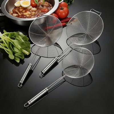 304 Edelstahl Teigtaschen- & Frittier-Schaumlöffel - Großes Heißtopf-Sieb & Nudelsieb-Löffel