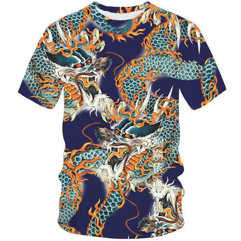 Summer Dragon T-Shirts Animal 3D Print Men Women Round Neck Short Sleeve T Shirt Casual Hip Hop Top Harajuku Tees Man Clothing