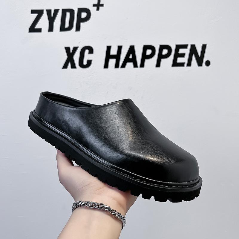 

2025 новые ленивые туфли Boken с большой головой и низким верхом, повседневные туфли, кожаные туфли, тапочки с головой-мешком и одной педалью 18887-A 38 чёрный