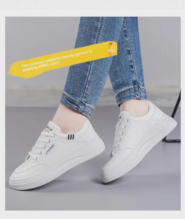 Dames 2025 Lichtgewicht Witte Leren Hoogteverhogende Sportieve Casual Schoenen - Ademend Zachte Dikke Zool voor Lente & Herfst