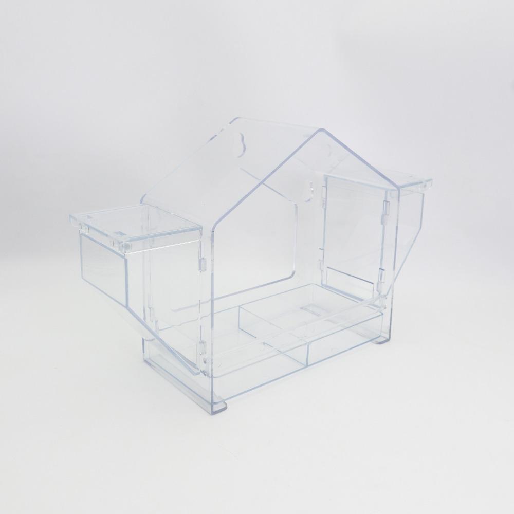 Eichhörnchen-sicherer Fenster-Vogelfutterspender mit Saugnapf Vogelfutter-Tabletts Papagei Sittich