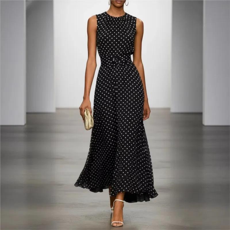 2026 women's clothing summer new, Amazon cross-border Europe and the United States, fashionable and elegant waist lace-up polka dot dress