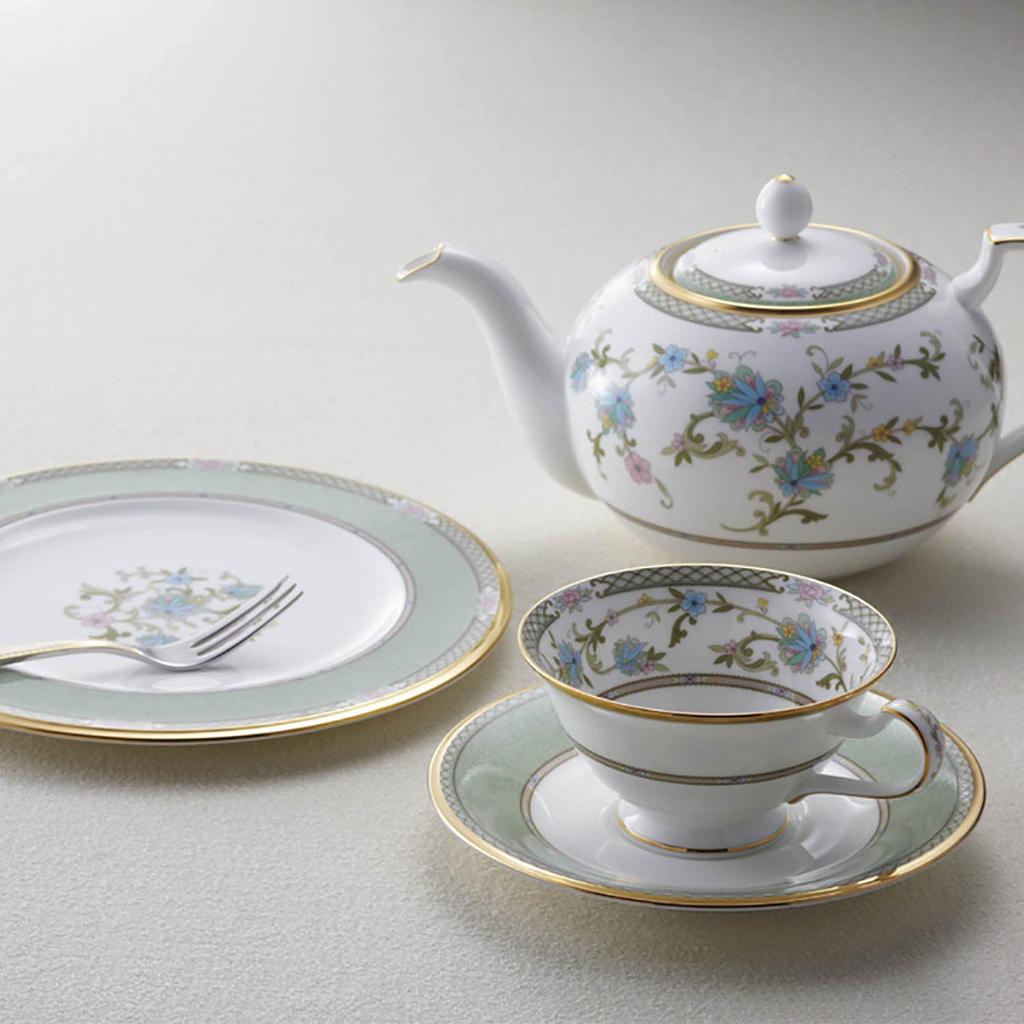 Noritake Yoshino Bone 1 Plate, 22cm, Green, China, Piece, T59511/9983-5