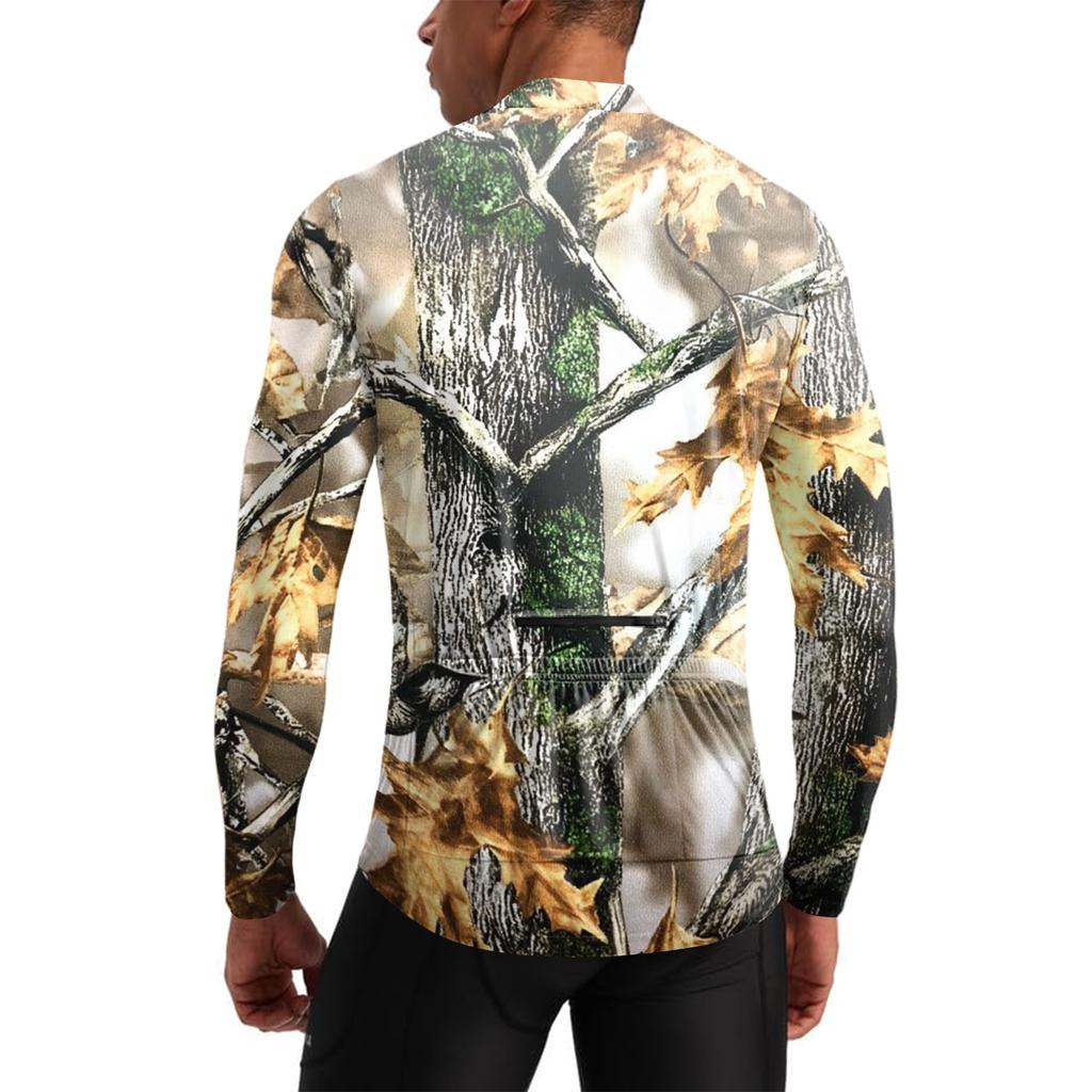 Herren Langarm Fahrradtrikot Atmungsaktiv Schnelltrocknendes Material Halber Reißverschluss Pullover Leichtes Sportshirt für Outdoor-Sportarten