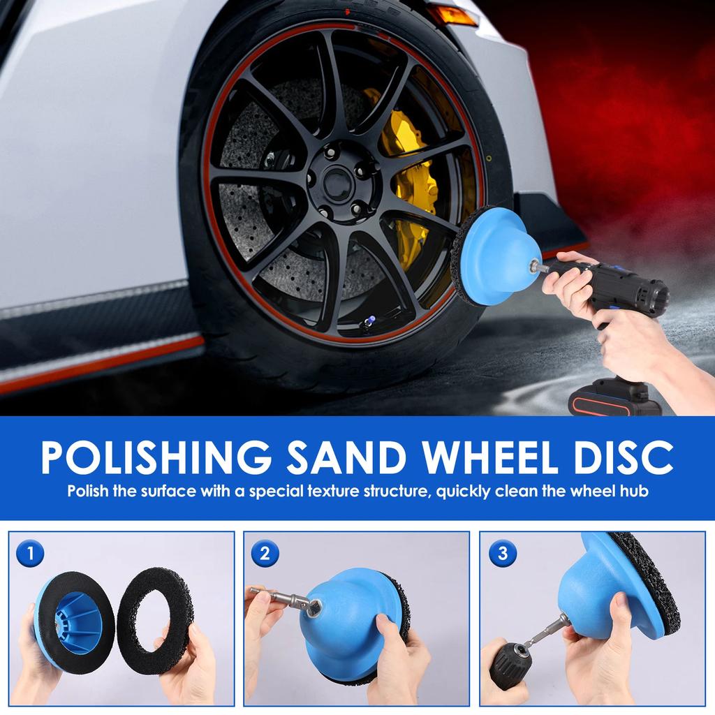 Čisticí kartáč na náboj kola Čisticí kotouč Bruska na náboje kol Auto Nástroj na odstraňování rzi z broušení s adaptérem pro vrtačku pro auto nákladní automobil motocykl