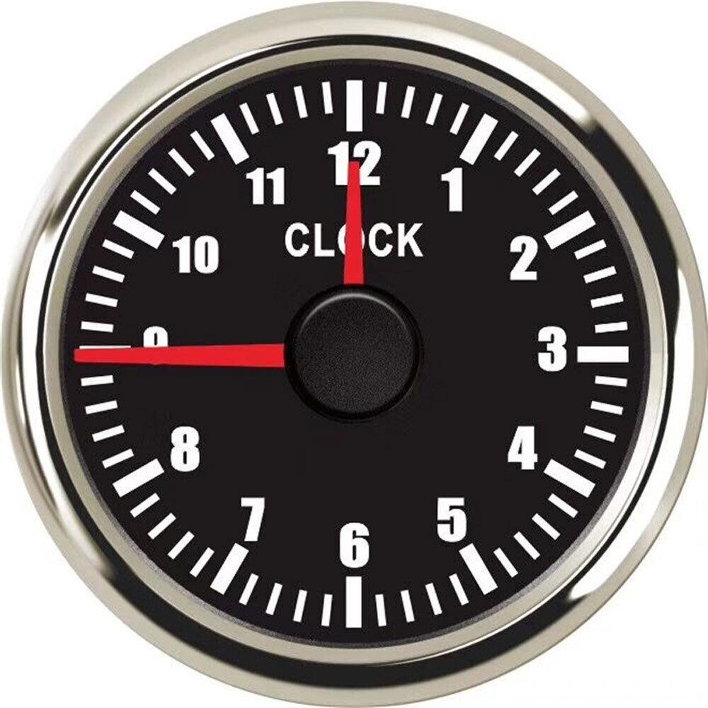 Waterproof 52mm Digital Clock Gauge 0-12 Hours For Car Boat Yacht Show Pointer Clock Meter with Red Backlight 9-32V Hour Meter