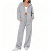 Women's Casual Comfortable Two Piece Outfit Zip Up Cardigan and Long Pants Set for Fall Winter