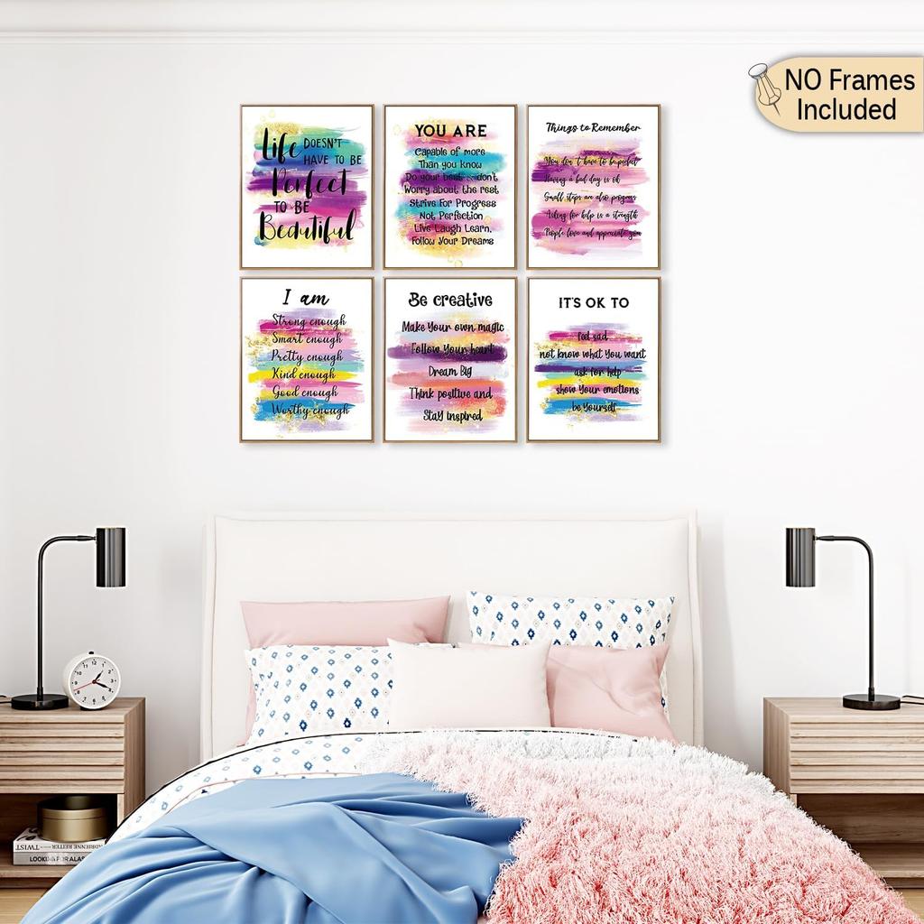 Pirational Positive Quotes Wall Decor Posters, Encouragement Gifts For Women Teens Girls Daughter, Affirmations Motivational Wall Art Prints For
