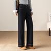 Winter 2025 Velvet Denim High-Waisted Slim-Fit Straight-Leg Pants for Women - Trendy, Casual, and Narrow Version.