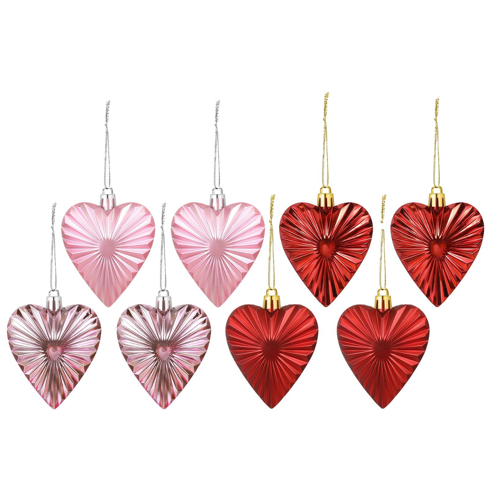 

8шт трехмерный кулон ко Дню святого Валентина, свадебные украшения, 4,5 см, гальванизированный шар в форме сердца любви One Size красный