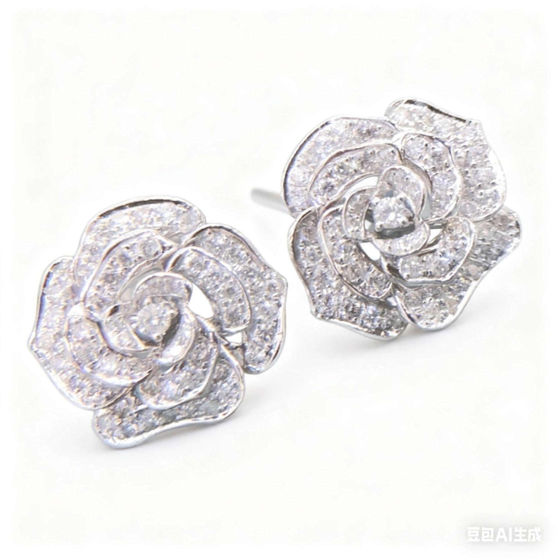 Серьги в стиле французской светской львицы, ретро полые серьги-гвоздики с камелией, инкрустированные цирконами, из меди