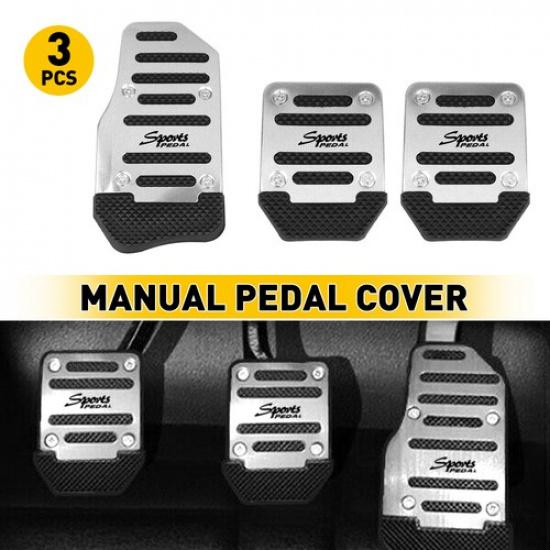 3x Silver Car Universal Non-Slip Manual Transmission Brake Foot Pedal Pad Cover