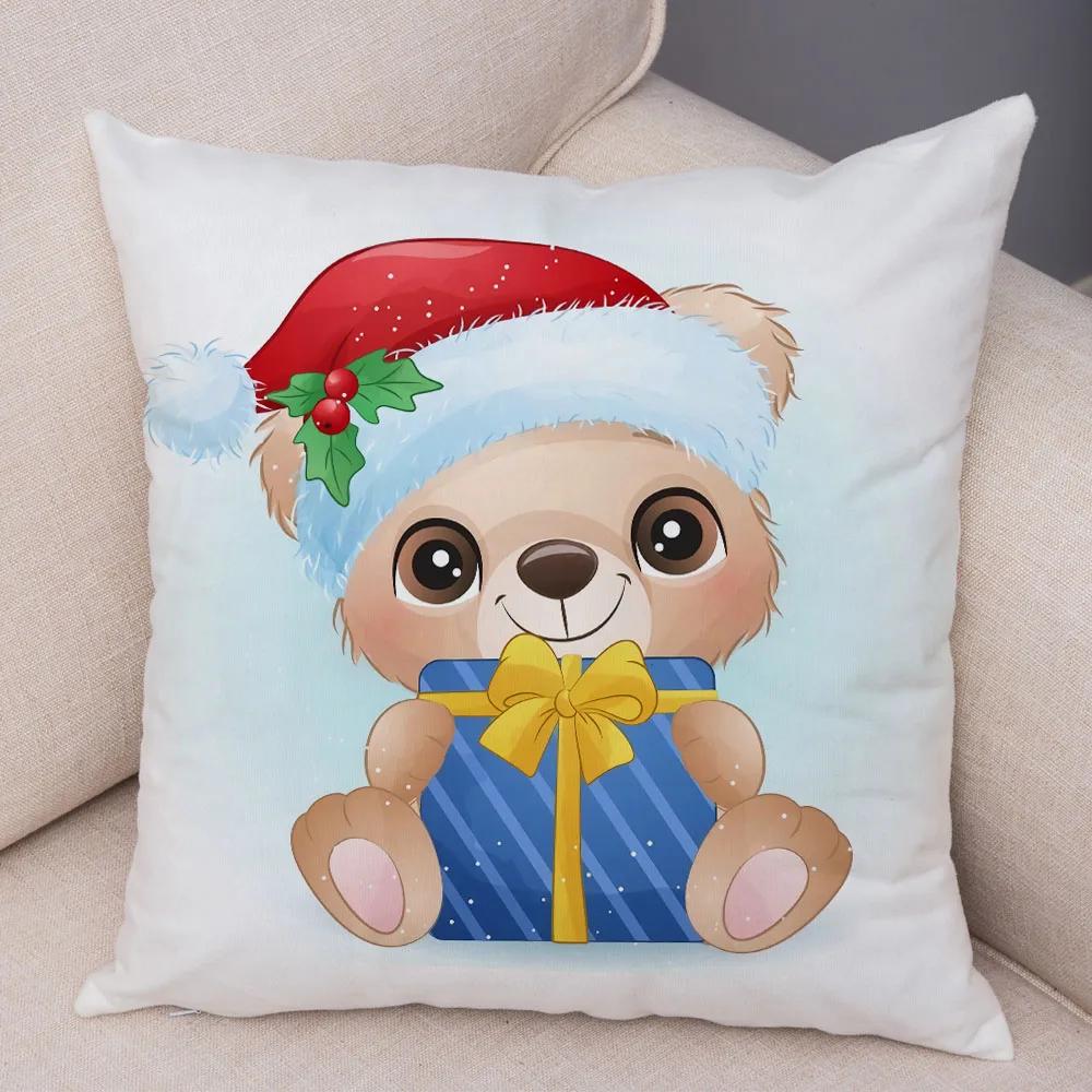Nordic Kids Room Dog Fox Panda Cow Pillow Case Decor Cute Cartoon Animal Merry Christmas Soft Plush Cushion Cover for Sofa Home