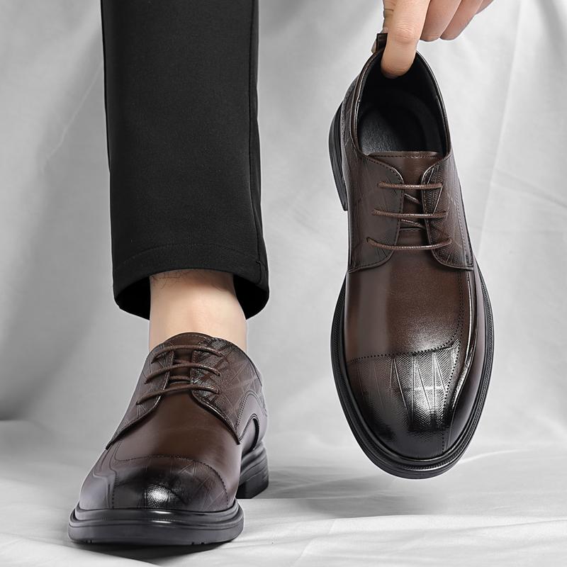 Fashion New Flats Brand Men's Shoes Commerce Leather Casual Dress Footwear Classic Men Shoes for Wedding All-match Men's Leather Shoes