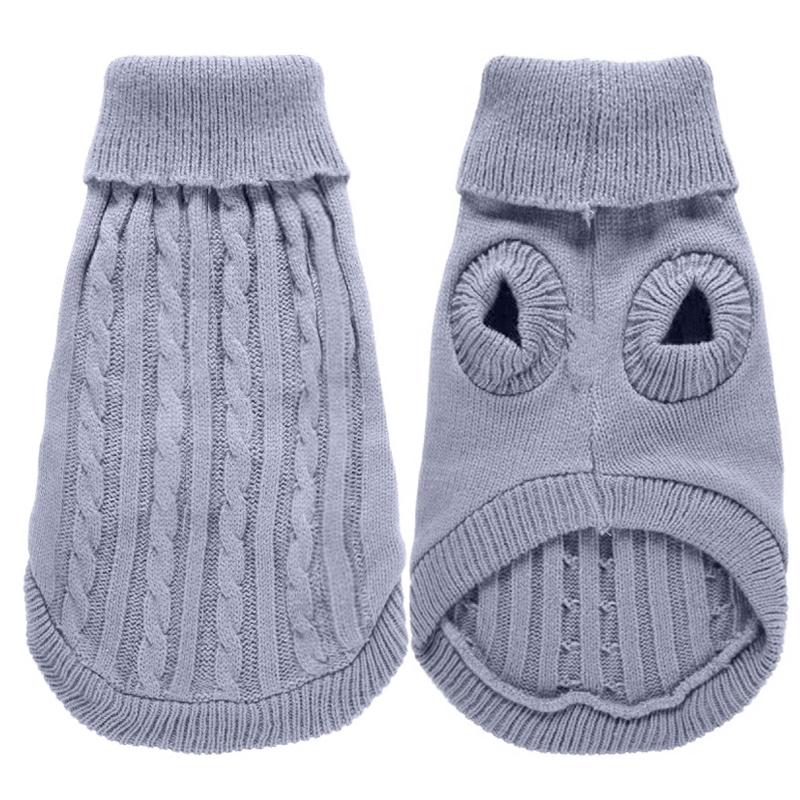Solid Color High-Neck Cable Knit Eco-Friendly Pet Sweater Warm Autumn/Winter Pullover Dogs Cats 12 Vibrant Hues Simple Soft