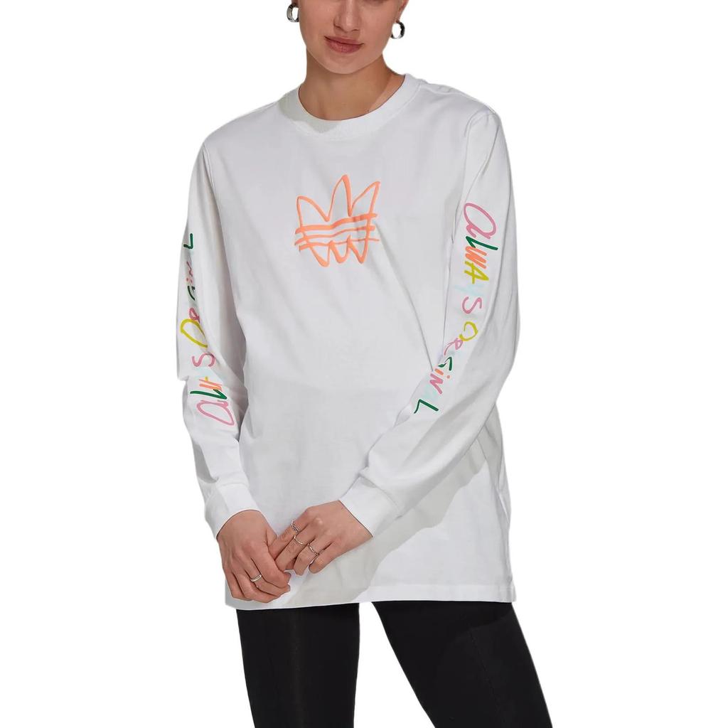 Adidas Originals GRAPHIC LS TEE T Shirt Women's White (Unisex) T-Shirts HN6339