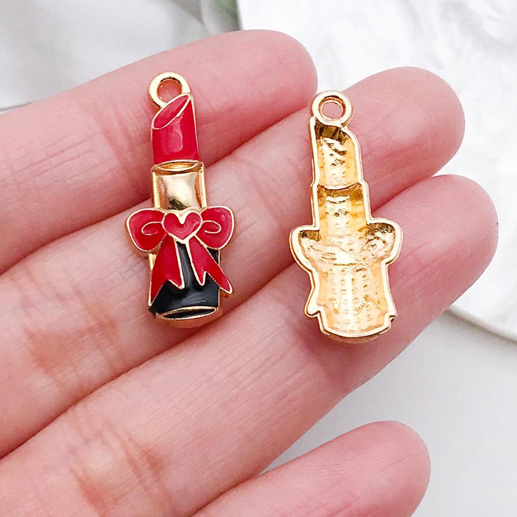 Women's Dripping Oil Alloy Accessories: Lipstick, Bag, Hat, High Heels, DIY Pendants, Small Ornaments