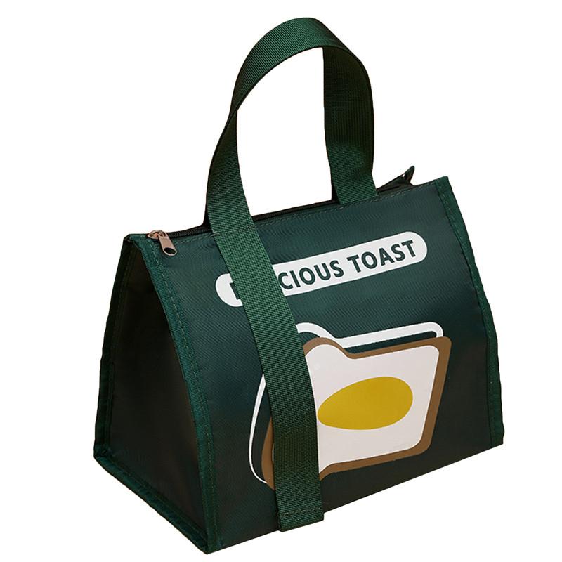 

Cute Portable Thermal Lunch Box Bag for Women Kids Food Storage Tote Travel Picnic Meal Pouch Insulated Cooler Bento Bags зелёный