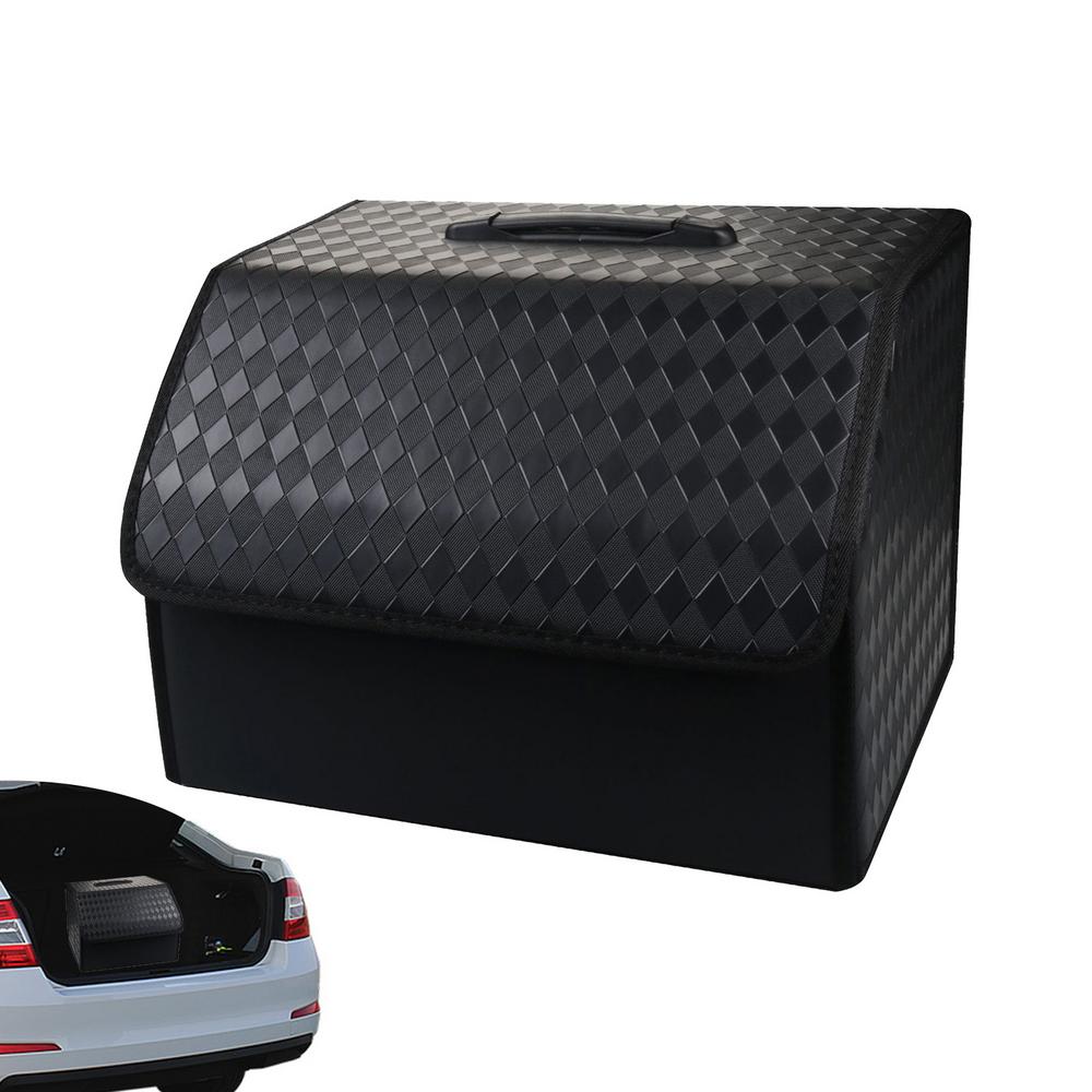 RV Trunk Organizer For SUV Auto Trunk Storage Organizer Foldable Embossed Design Large Capacity Car Storage Box For Tissue Boxes