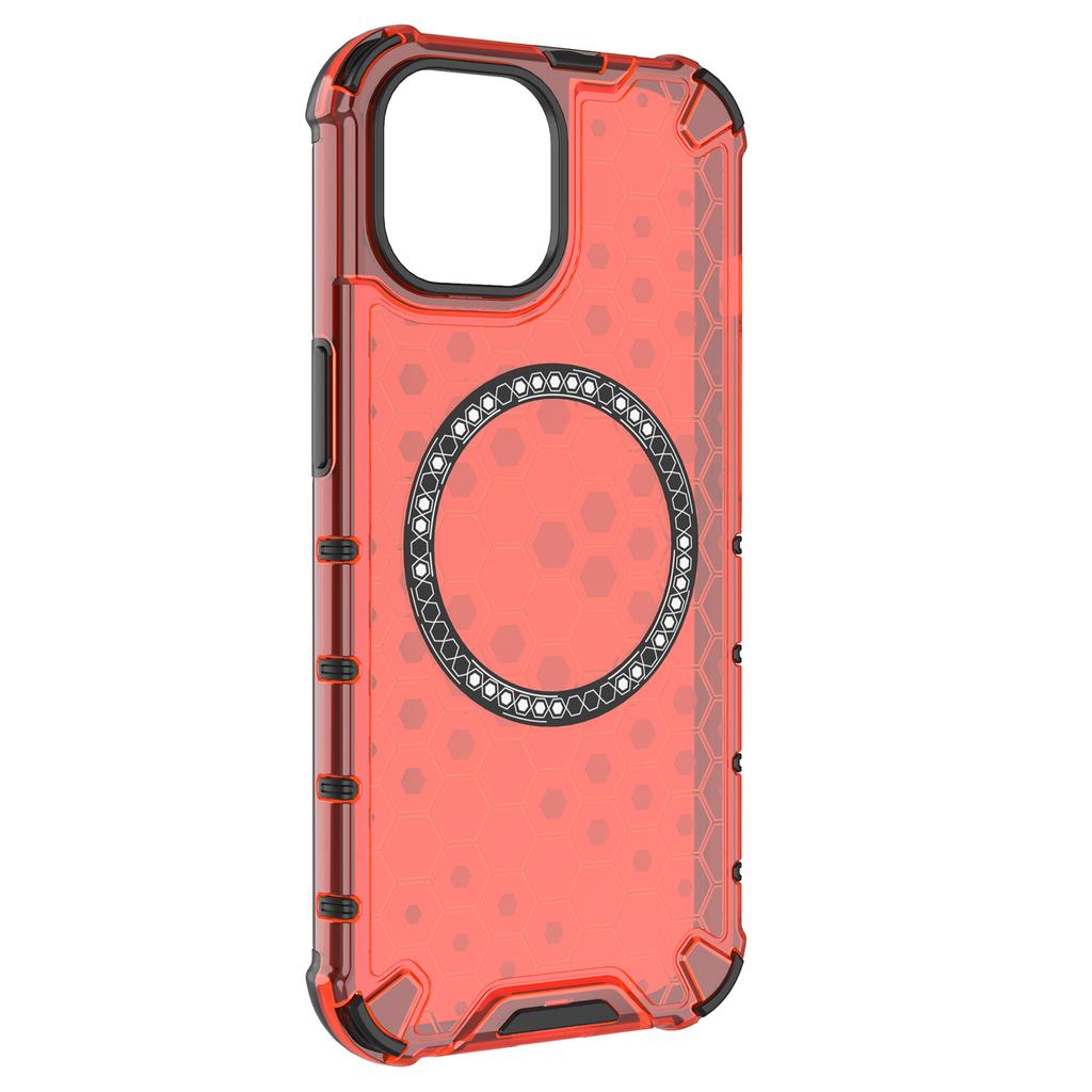 For iPhone 15 Case Honeycomb Design Magnetic TPU+PC Phone Cover