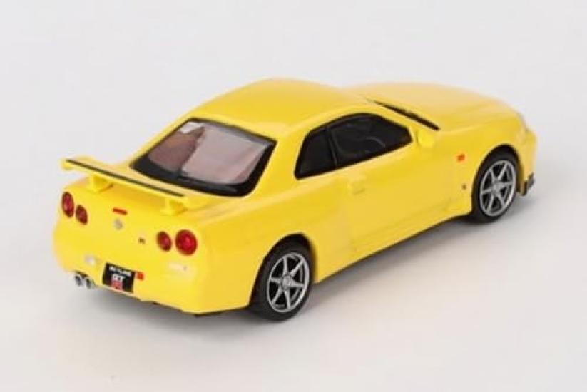 MINI GT Nissan Skyline R34 Lighting Yellow Finished Product 1/64 GT-R V-Spec (Right-Hand Drive)