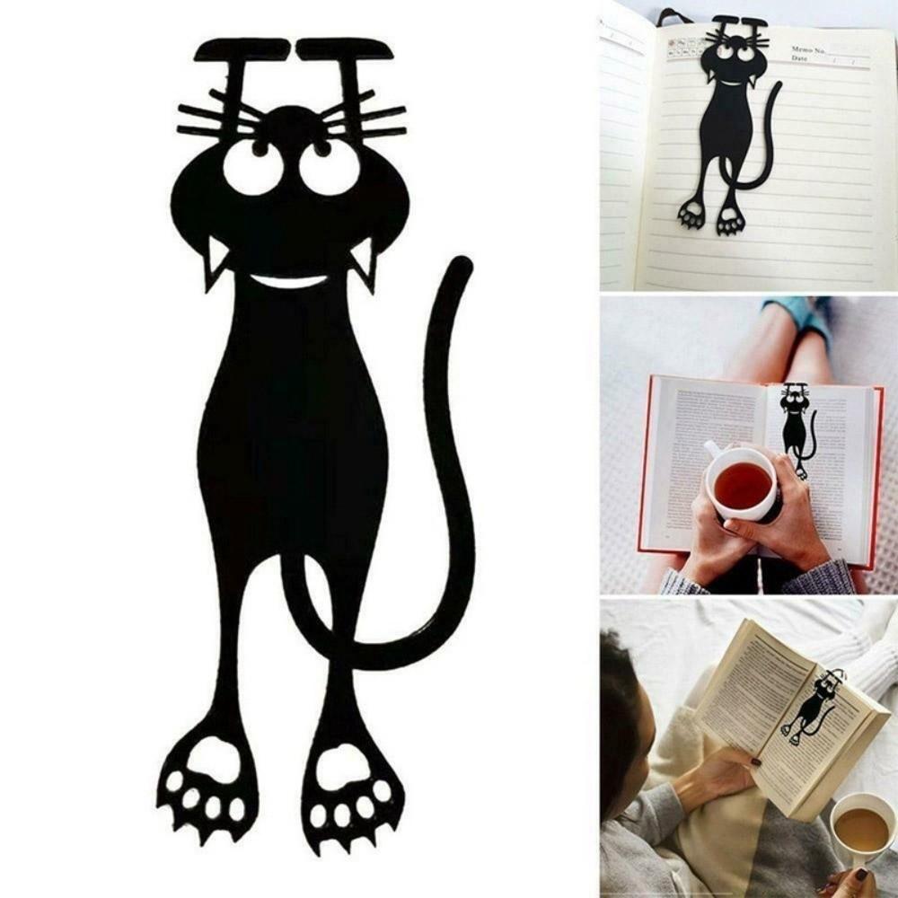 Hollowed-out Acrylic Black Kitten Bookmarks Cartoon Book Folder Cute Book Clip for Reading Lovers