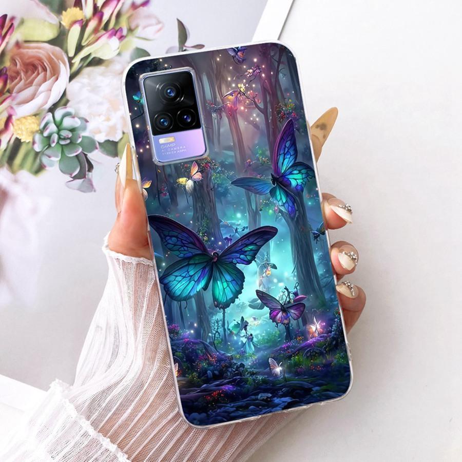 For Vivo V21E V 21 E V2061 V2055 Case Soft Silicone TPU Protective Butterfly Phone Case For VivoY73 2021 V21 E 4G 5G Cover Coque