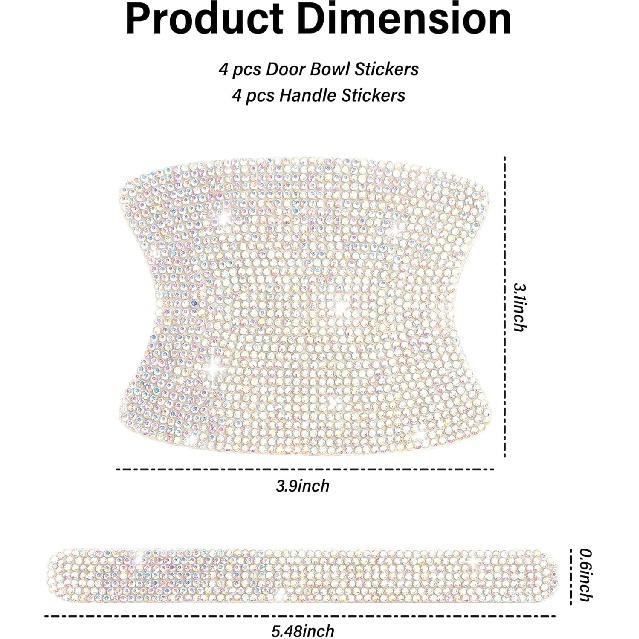 8PCS Bling Car Door Handle Protector Kit,Rhinestone Car Door Handle Scratch Protector for Car Decor,Car Handle Cover Car Stickers Bling Car