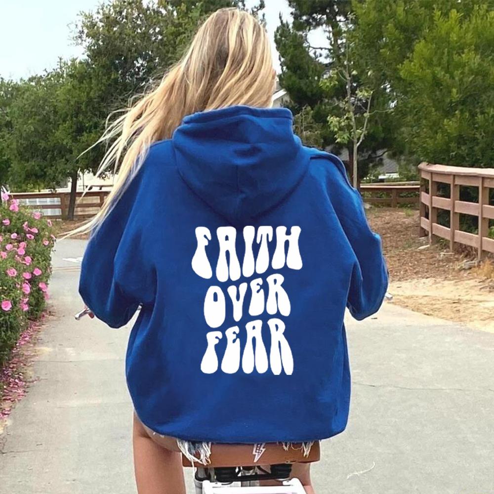 Faith Over Fear Hoodie Trendy Hoodies Christian Hoodies Bible Verse Hoodie Aesthetic Christian Hoodie Preppy Casual Sweatshirt