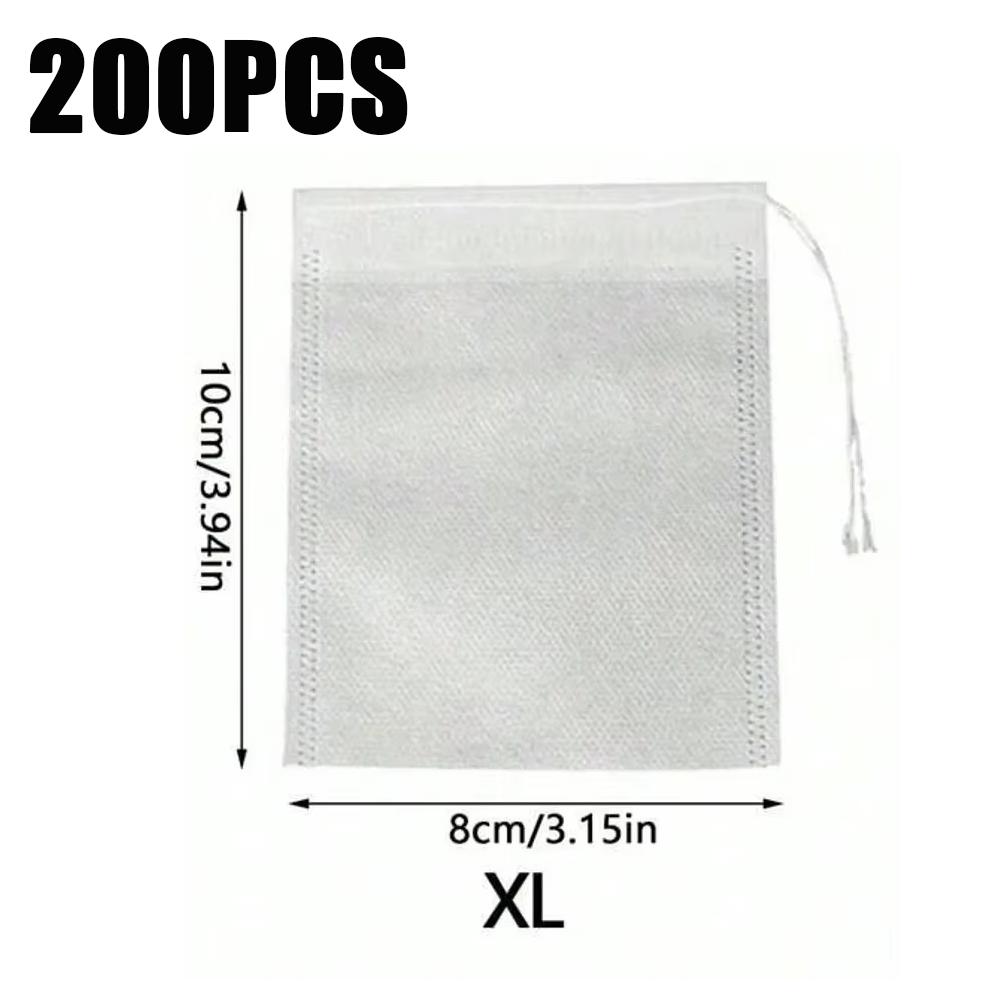 100/200pcs Disposable Tea Filter Bags Drawstring Style Empty Bags Non-Woven Sealing Teabags For Spice Coffee Tea Kitchen Tools
