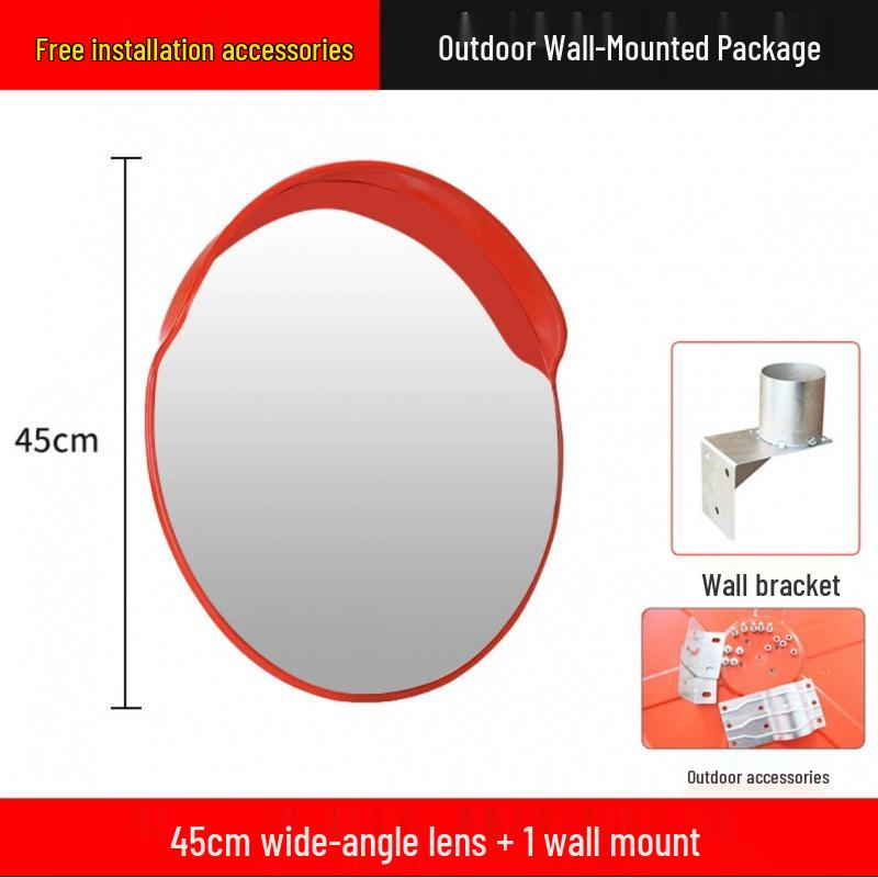 Reflective Convex-Concave Safety Mirror for Indoor/Outdoor Traffic and Garage Corners