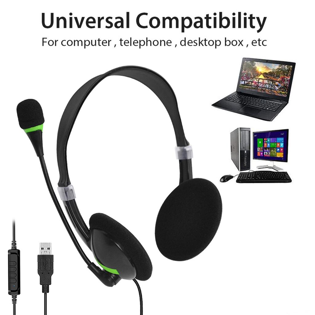 USB Headset with Microphone Noise Cancelling Computer Headphones for Business Call Center Office