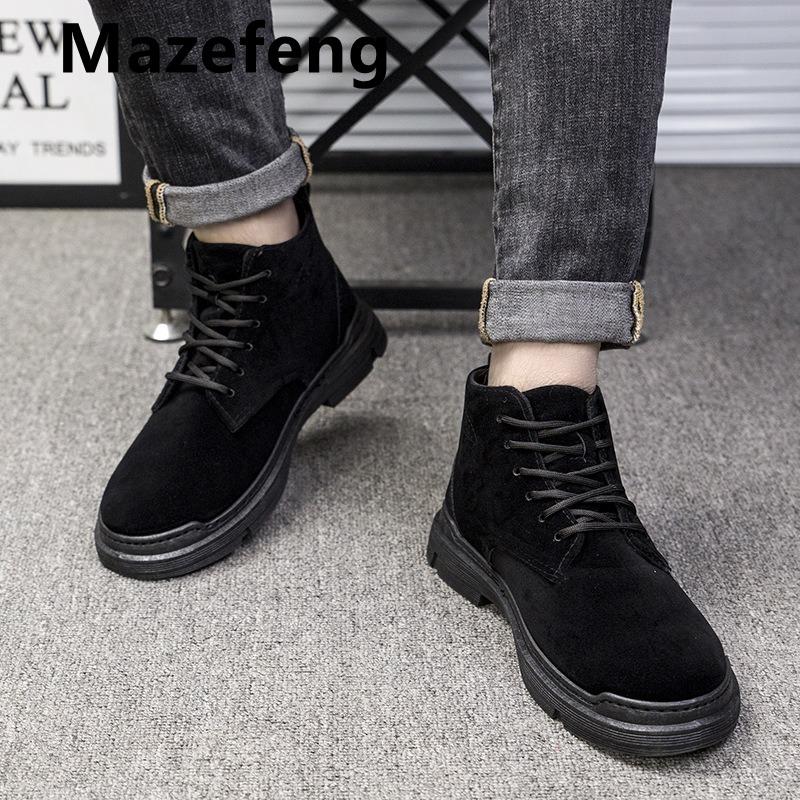 Fashion Men Boots Men's Winter Shoes Fashion Snow Boots Shoes Plus Size Winter Sneakers Ankle Men Shoes Winter Boots Black Blue Footwear