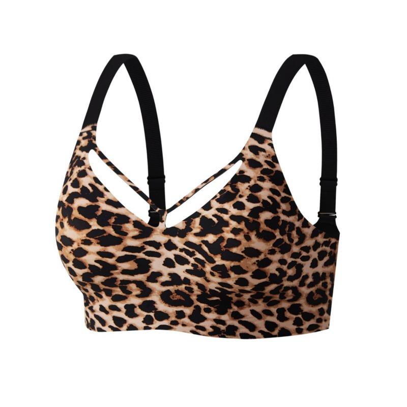 Leopard Print Large Chest Slimming Thin Seamless Comfortable Women Bra
