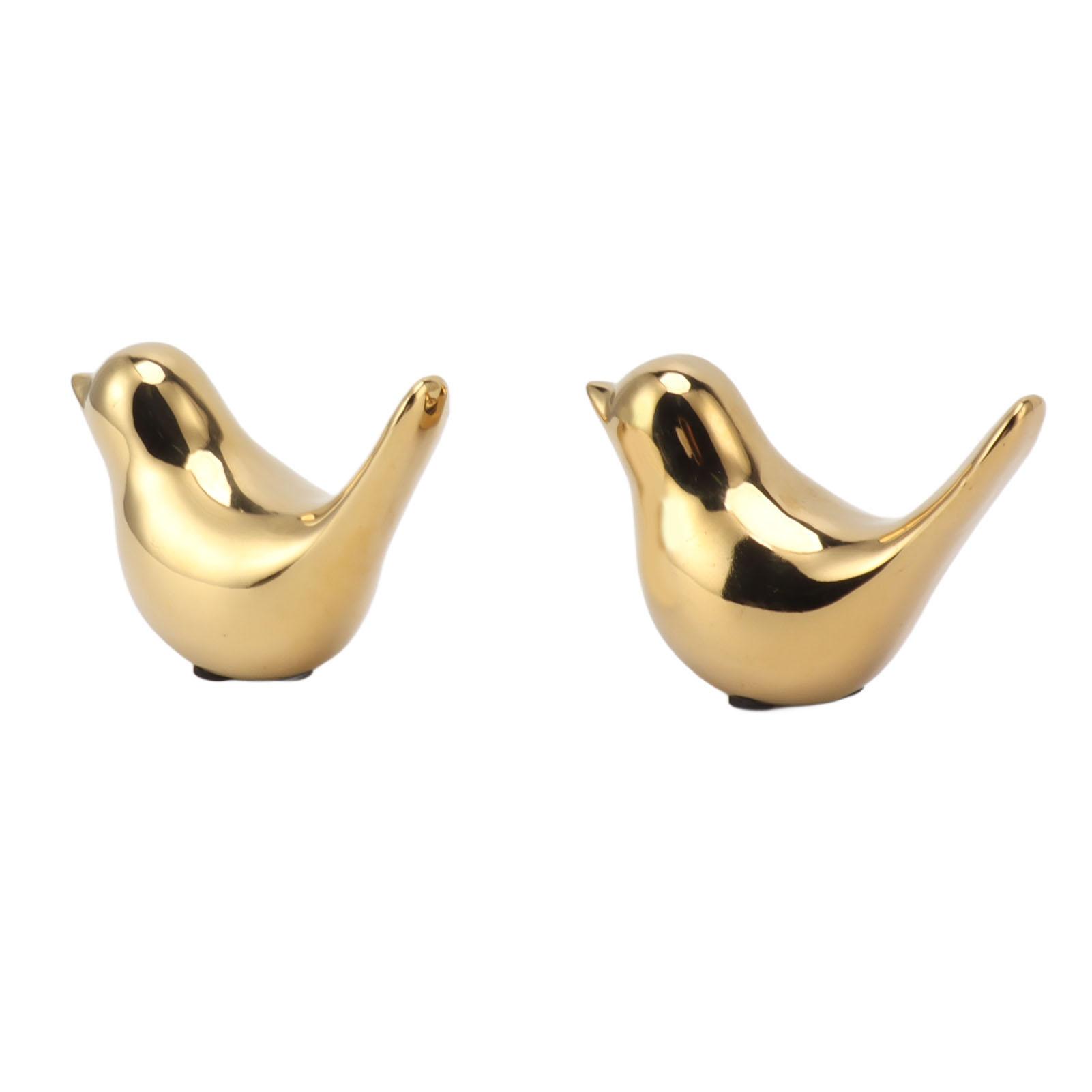 

2Pcs Electroplated Ceramic Bird Decoration Nordic Style Modern Abstract Bird Figurine Home Desktop Decoration Gifts