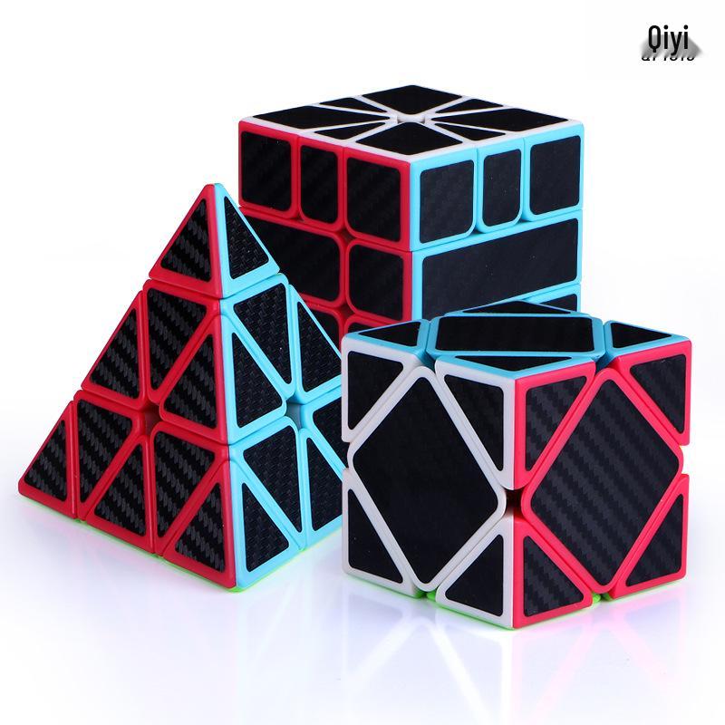 Qiyi Carbon Fiber Magic Cube Set 2x2 to 5x5 & Maple Leaf Pyramid Puzzle