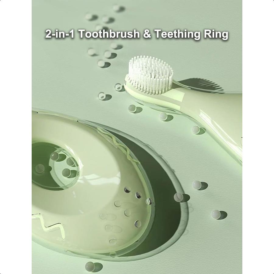 

Детская зубная щетка и прорезыватель Силиконовый прорезыватель для облегчения прорезывания зубов Очиститель языка для младенцев Сверхмягкая щетина Тренировочная зубная щетка для малышей с С United States