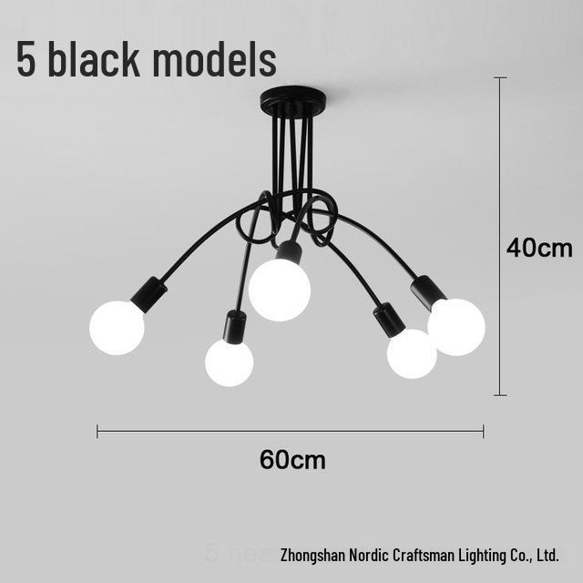 Modern Minimalist Industrial Ceiling Light - Creative Iron Pipe Design for Study, Bedroom, Living Room, or Children's Room