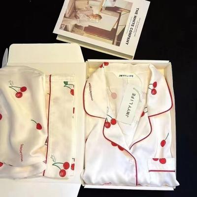 Spring Autumn New 2 Pieces Pajamas for Women Fashion Cardigan Women's Pajamas Sweet Printing Loungewear Women Set